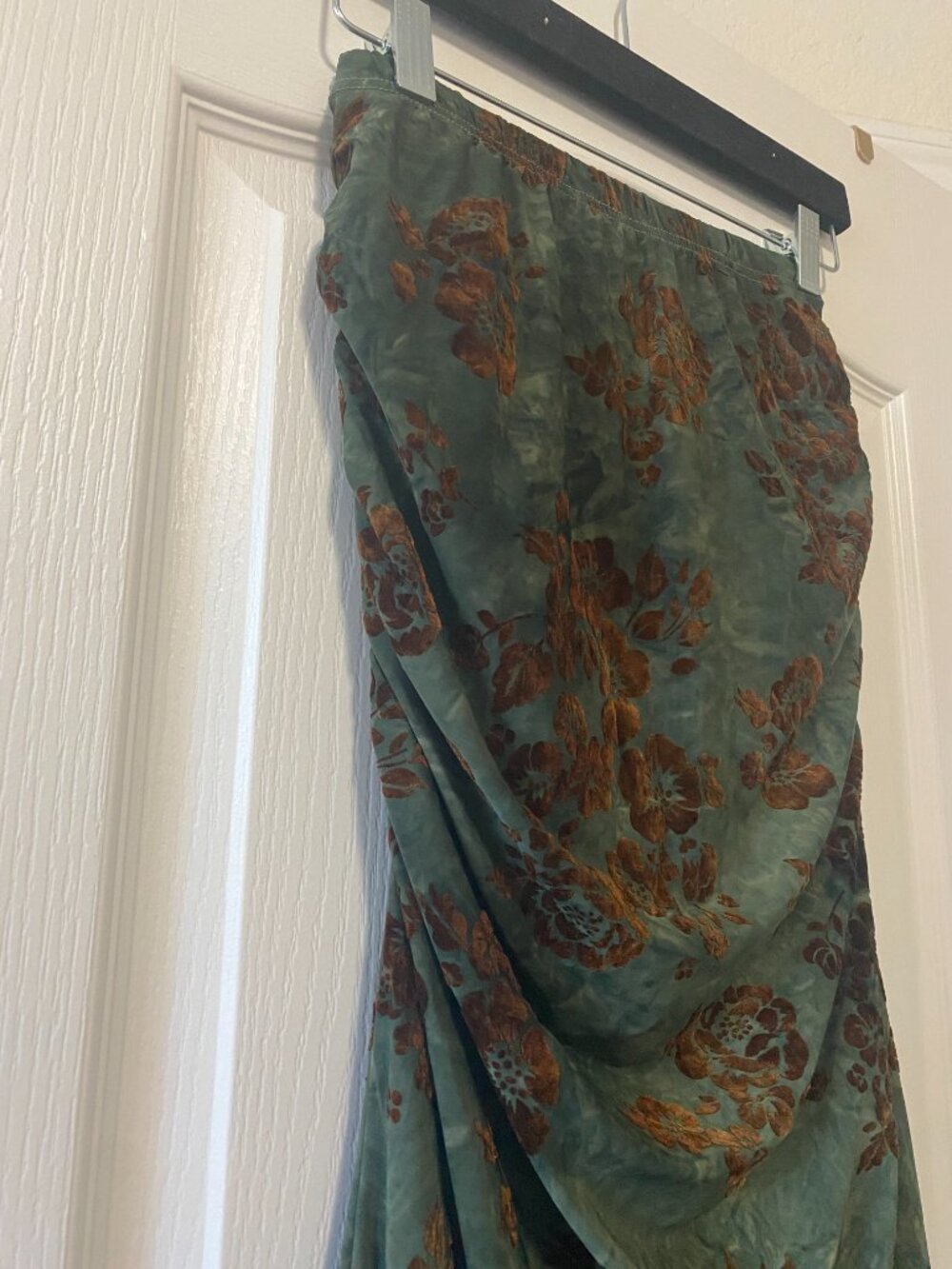 Goth Grunge Floral Ruched Dark Romantic Skirt High Waist Burnout Bodycon S/4 - Picture 5 of 9